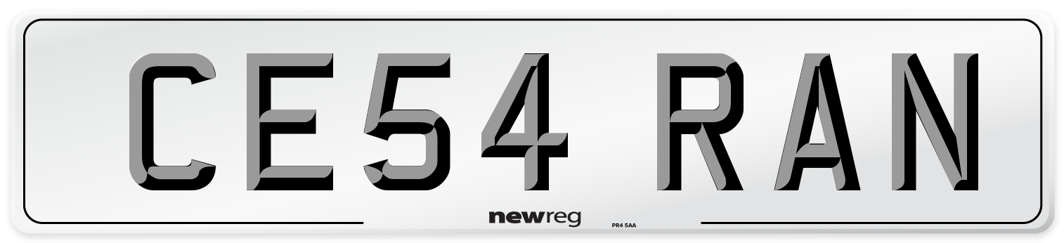 CE54 RAN Number Plate from New Reg